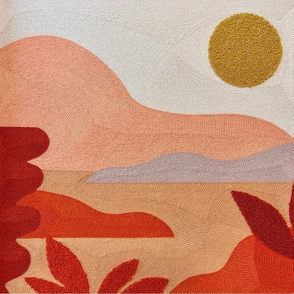 Framed Embroidered Abstract Sunset Wall Art